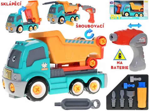 MIKRO TRADING Sklápačka skrutkovacia s vŕtačkou / 28 cm / rozoberateľná montážna sada / od 3 rokov