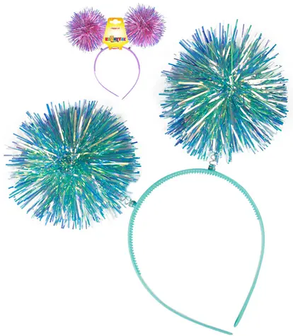 Pom-pom čelenka so strapcami / Karnevalový doplnok / Plast, kov / 2 farby