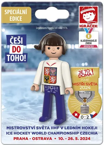 EFKO Igráček Fanynka MS v hokeji 2024 biely dres / Výška 7,5 cm / od 3 rokov