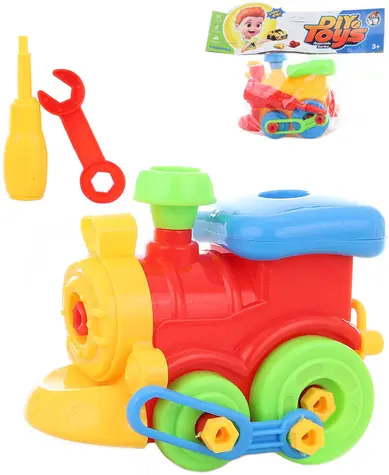 Orion Skrutkovací lokomotíva s náradím 13 cm / Stavebnica / Plast / 2 nástroje / od 3 rokov