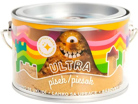 Epee Kinetický piesok Ultra trblietavý zlatý / 200 g / 5 formičiek / v plechovke / 3+