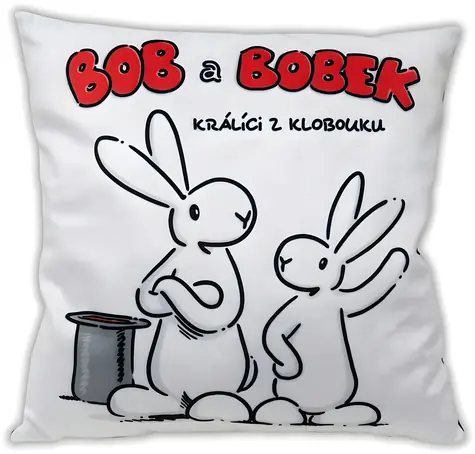 MORAVSKÁ ÚSTREDŇA Vankúš Bob a Bobek biely / 30 x 30 cm / 100% polyester