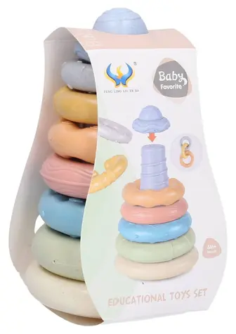 WIKY Veža s krúžkami na tyčke 20 cm / Edukačná hračka / plast / od 12 mesiacov