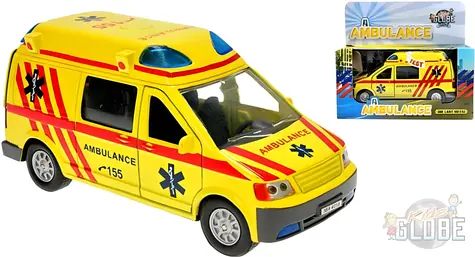 Kids Globe Auto ambulancia 14 cm / Kov / Svetlo a zvuk / od 3 rokov