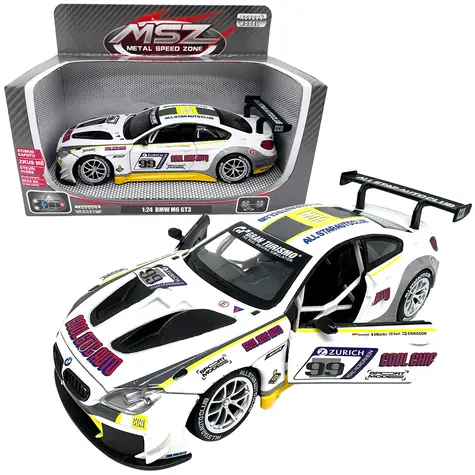 SPARKYS Auto BMW M6 GT3 biele / Mierka 1:24 / Kov / Svetlo a zvuk / od 3 rokov