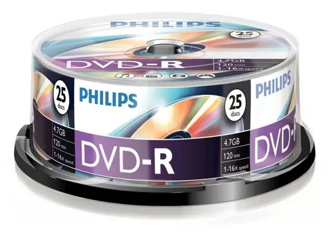 Philips DVD- R 4,7 GB / Optický disk / 16x / Spindl 25 ks