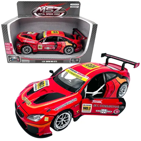 SPARKYS Kovový model auta BMW M6 GT3 červená / 1:24 / Svetelné a zvukové efekty / Otváracie dvere