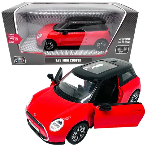 SPARKYS Model auta Mini Cooper červená / 1:28 / Otváracie dvere / Zvukové a svetelné efekty / od 3 rokov