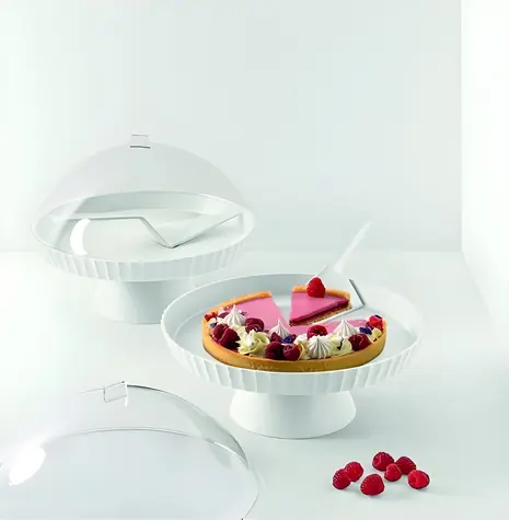 BlimPlus Alzata Agora ARCTIC white / Tortový podnos s poklopom / O 30 cm / bez BPA