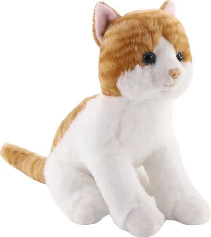 SPARKYS Plyšová mačka hrdzavo-biela sediaca / 20 cm