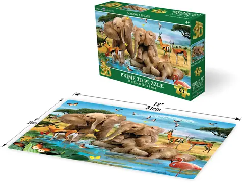 Prime 3D Puzzle Sloníča / 3D efekt / 63 dielikov