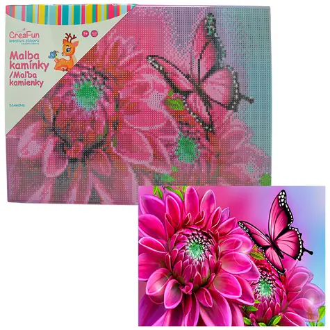 SPARKYS Diamantové maľovanie Kvietka a motýľ / 30x40 cm / od 6 rokov
