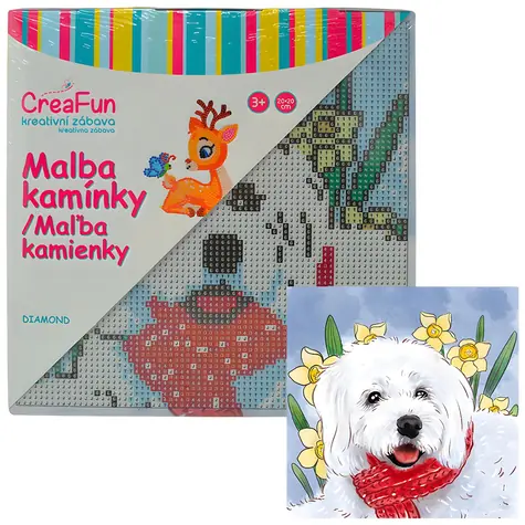 SPARKYS Diamantové maľovanie Biely pes / 20x20 cm / od 6 rokov