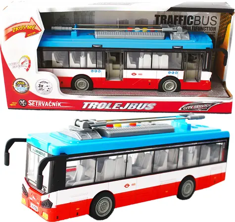 SPARKYS Trolejbus na zotrvačník červený / Svetlo a zvuk / od 3 rokov