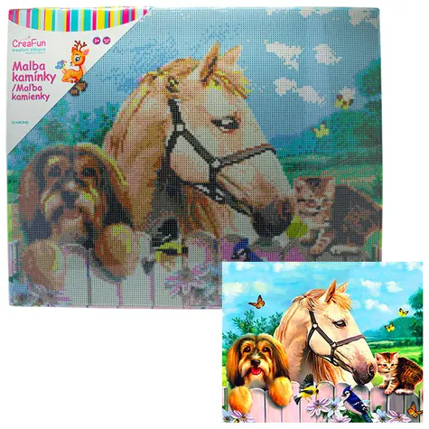 SPARKYS Diamantové maľovanie Kôň, pes a mačka / Diamantové maľovanie / 40x50 cm