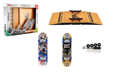 TEDDIES Prstový skateboard skrutkovací s rampou / Plast / 10 cm / 2 ks / od 3 rokov