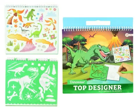 TEDDIES Kreatívny blok Dinosaurus 26 cm / Papier / So šablónami a nálepkami / 6+