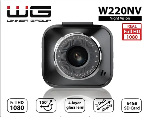 WG CarEye W220NV čierna / Kamera do auta / Full HD 1920x1080P / 150 ° / G-senzor / 2.0 "displej