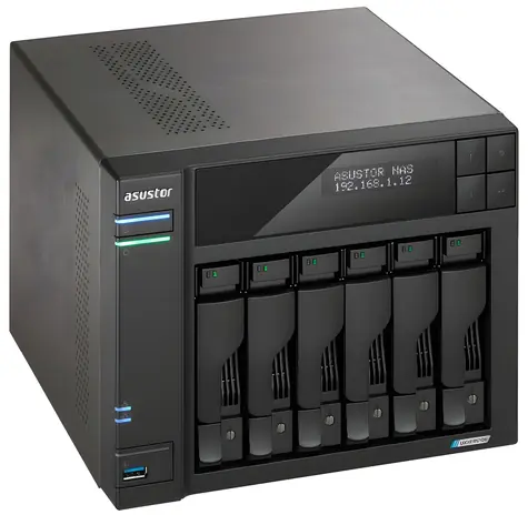 Asustor Lockerstor 6 Gen2-AS6706T / NAS server / 6x 2,5 "/3,5" SATA III / Celeron N5105 / 8GB RAM / 2x 5GbE / 4X M.2