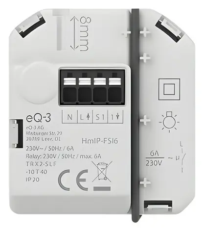 Homematic IP Spínací akčný člen s tlačidlovým vstupom (6A) / Zápustná montáž