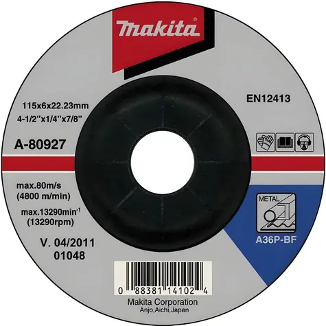 Makita A-80927 / Brúsny kotúč na kov / 115x22,2 mm / hrúbka 6 mm / oceľ