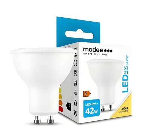 Modee LED žiarovka Spot GU10 6W / Žiarovka / náhrada za 42W / teplá biela 2700K / 550 lm