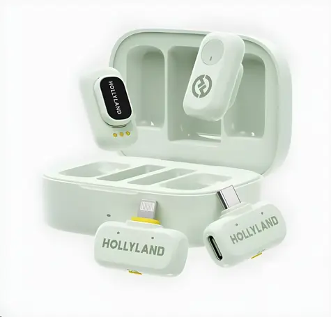 Hollyland LARK A1 Combo Mint Green / Bezdrôtový mikrofónny systém / USB-C + Lightning prijímač / Nabíjacie púzdro