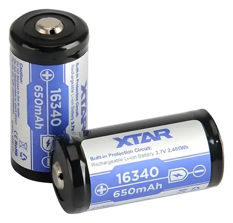 XTAR 16340/ R-CR123 / Nabíjacie batérie / Li- ION / 3,7 V / 650 mAh / s ochranou / 1 ks