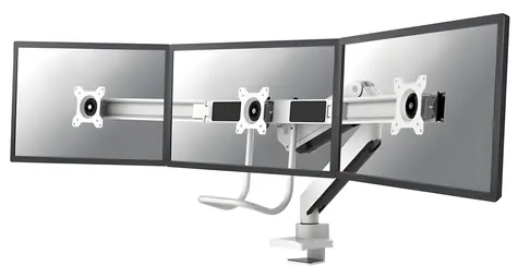 Neomounts Select NM-D775DX3 biela / Držiak pre 3 monitory / 17-27" / svorka / VESA 100x100 / nosnosť 6 kg