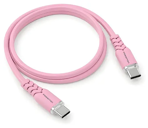 Powerton Energy PASTEL EDITION ružová / Kábel / USB-C / silikónový / PD 60W / 1 m