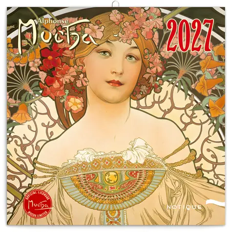 NOTIQUE Poznámkový kalendár Alfons Mucha 2027 / Poznámkový kalendár / 30 x 30 cm