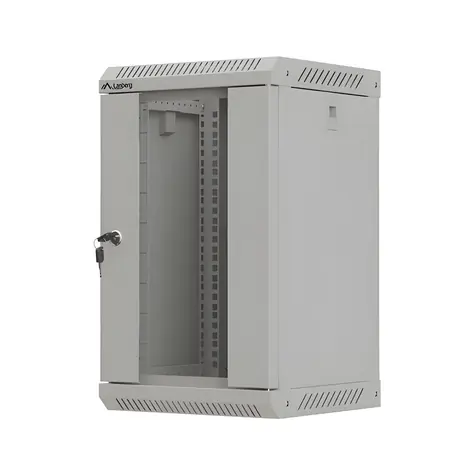 Lanberg WF11-3309-10S sivá / Nástenný rack / 10" / 9U / 300×300 mm / sklenené dvere / flat pack