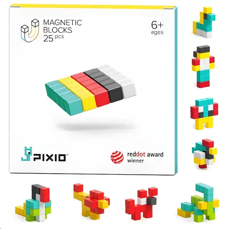 PIXIO Magnetická stavebnica PIXIO-25 / 25 dielikov / 5 farieb / od 6 rokov