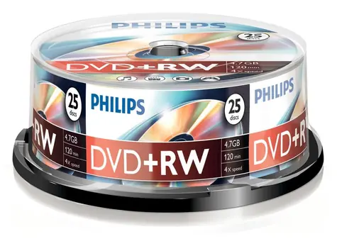 Philips DVD+RW 4,7 GB / Optické médium / 4X / 25 ks / Spindl