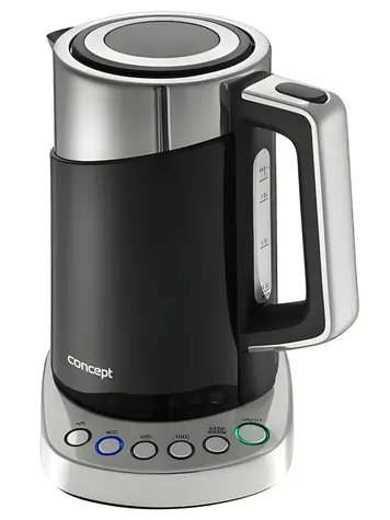 Concept Rýchlovarná kanvica čierna / Rýchlovarná kanvica / 2200 W / 1,7 l / regulácia teploty
