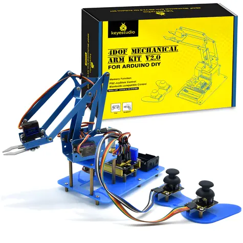KEYESTUDIO Robotická paža 4DOF PS2 Learning Kit / Stavebnice / Arduino / 4 servá / PS2 ovládanie