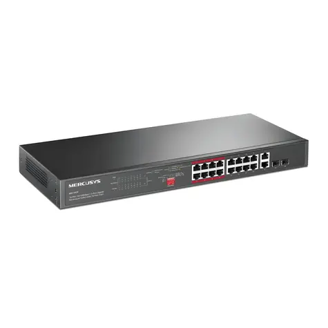 MS118CP / Switch / 16x 10/100 Mbit PoE / 2x Gigabit uplink / 19" rack