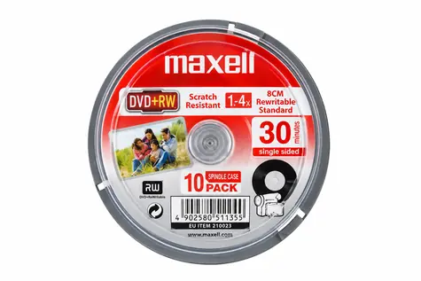 Maxell DVD+RW Mini 8 cm 1,4 GB 10 ks / Optické médium / 30 min / Cake box