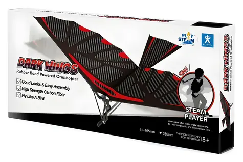 PLAYSTEM Stavebnica ornitoptéra Dark Wings / Model lietadla na gumičkový pohon / Bambusová konštrukcia