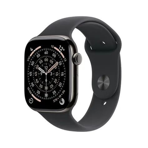 Apple Watch Series 11 GPS+Cellular 42mm Bridlicovo šedé titánové telo - Čierny športový remienok S/M / 130-180 mm