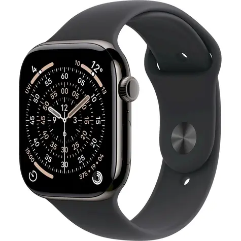 Apple Watch Series 11 GPS+Cellular 46mm Bridlicovo šedé titánové telo - Čierny športový remienok S/M / 140-190 mm