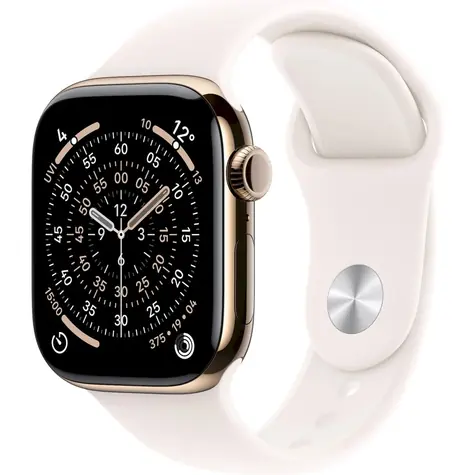 Apple Watch Series 11 GPS+Cellular 46mm Zlaté titánové telo - Svetlo rumenný športový remienok S/M / 140-190 mm
