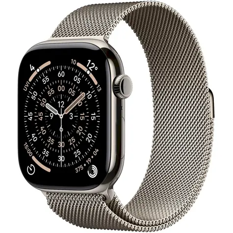 Apple Watch Series 11 GPS+Cellular 46mm Titanové telo - Prírodný milánsky ťah M/L / 150-200 mm