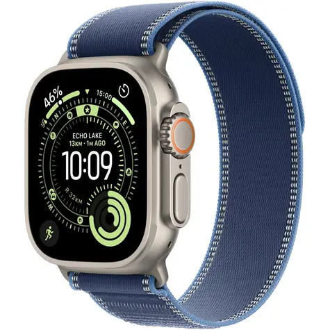 Apple Watch Ultra 3 (2025) GPS+Cellular 49mm Titanové telo - Modrý trailový ťah (M/L) / 145-220 mm