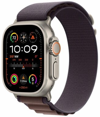 Bazár - Apple Watch Ultra 2 (2023) GPS+Cellular 49mm Titanové telo - Indigový remienok Alpský ťah (S) / 130-160mm / bazár