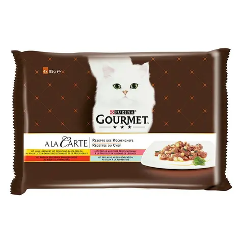 PURINA GOURMET A´la Carte mix / 4x85g / 340 g / kapsičky pre mačky / s hovädzím, kuraťom, pstruhom, treskou