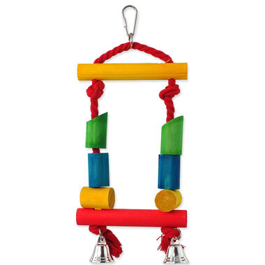 Bird Jewel Hračka - hojdačka drevená s lanom farebná 25 cm