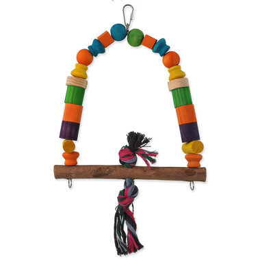 Bird Jewel Hračka - hojdačka drevená s uzlom farebná 32 cm
