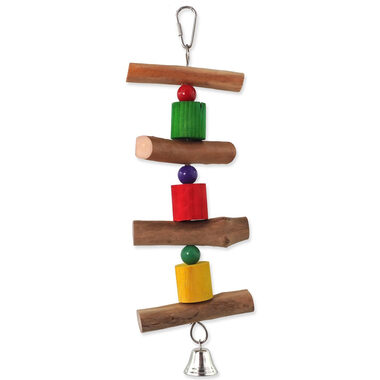 Bird Jewel Hračka - závesná drevená so zvončekom 30 cm