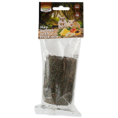 Nature Land Pochúťka Nibble valec zo sena plnený ovocím 125g